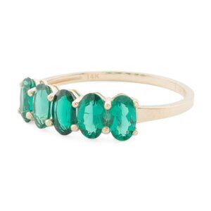 GEMOLIO 14kt Gold Lab Emerald Band Ring